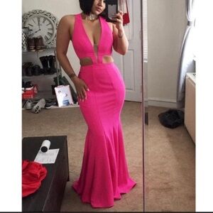 Camille La Vie Hot Pink Maxi Prom Wedding Dress